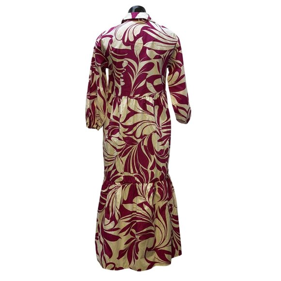 NWT Maeve By Anthropologie Purple & White Botanical Print Tiered Midi Dress XXS - Picture 2 of 7